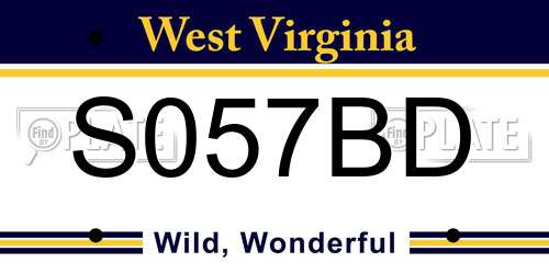 S057BD West Virginia License Plate