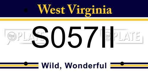 S057II West Virginia License Plate