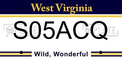 S05ACQ West Virginia License Plate