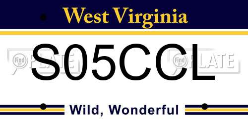 S05CCL West Virginia License Plate