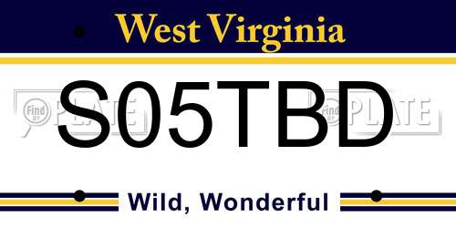 S05TBD West Virginia License Plate
