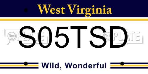 S05TSD West Virginia License Plate