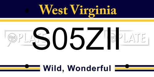 S05ZII West Virginia License Plate