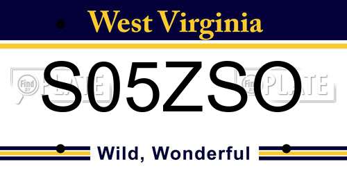 S05ZSO West Virginia License Plate
