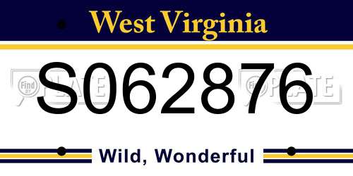 S062876 West Virginia License Plate