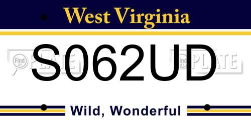 S062UD West Virginia License Plate