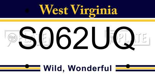S062UQ West Virginia License Plate
