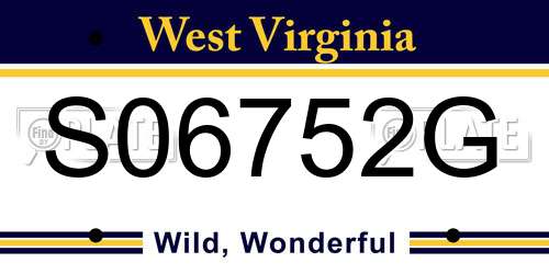 S06752G West Virginia License Plate