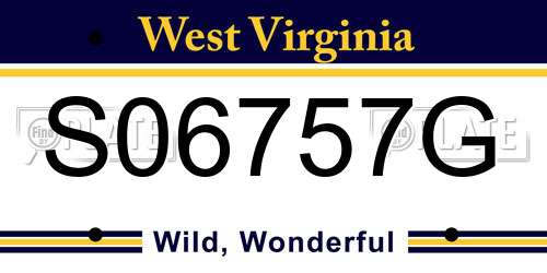 S06757G West Virginia License Plate