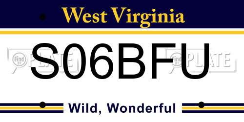 S06BFU West Virginia License Plate