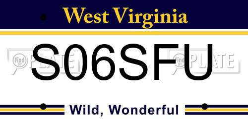 S06SFU West Virginia License Plate