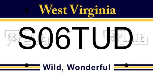 S06TUD West Virginia License Plate