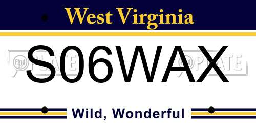 S06WAX West Virginia License Plate