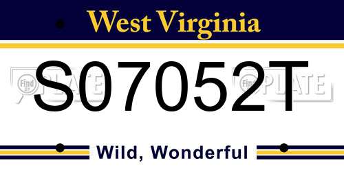 S07052T West Virginia License Plate