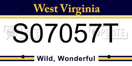S07057T West Virginia License Plate