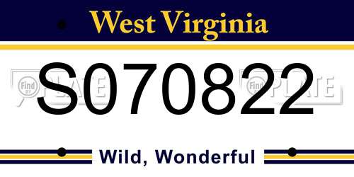 S070822 West Virginia License Plate