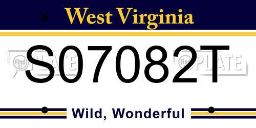 S07082T West Virginia License Plate