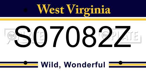 S07082Z West Virginia License Plate