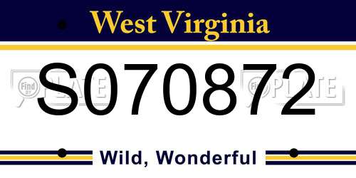 S070872 West Virginia License Plate