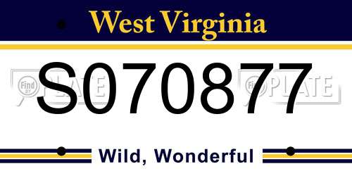 S070877 West Virginia License Plate