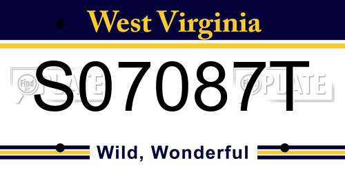 S07087T West Virginia License Plate