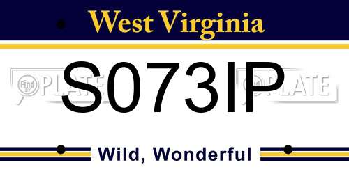 S073IP West Virginia License Plate