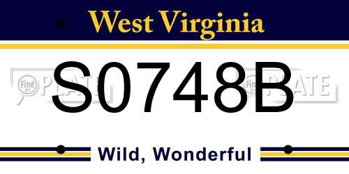 S0748B West Virginia License Plate