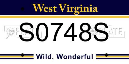 S0748S West Virginia License Plate