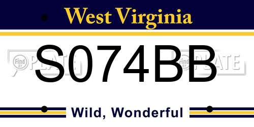 S074BB West Virginia License Plate