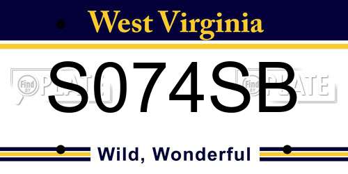 S074SB West Virginia License Plate