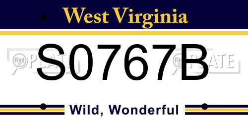 S0767B West Virginia License Plate