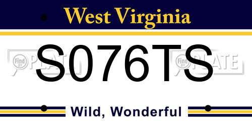 S076TS West Virginia License Plate