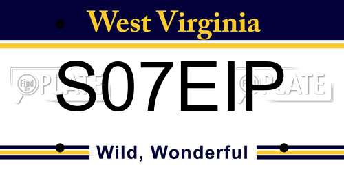 S07EIP West Virginia License Plate