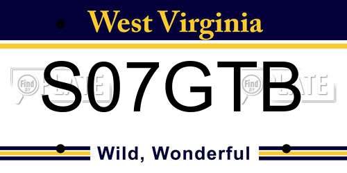 S07GTB West Virginia License Plate