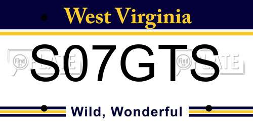 S07GTS West Virginia License Plate