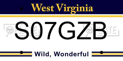 S07GZB West Virginia License Plate