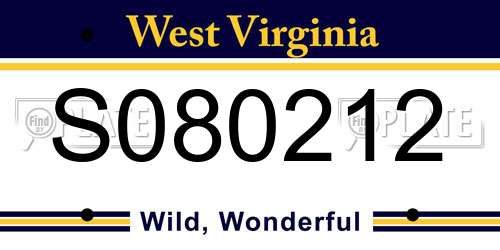 S080212 West Virginia License Plate