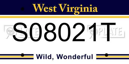 S08021T West Virginia License Plate