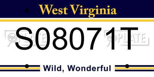 S08071T West Virginia License Plate