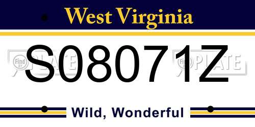 S08071Z West Virginia License Plate