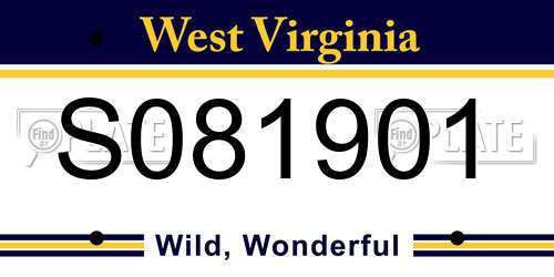 S081901 West Virginia License Plate