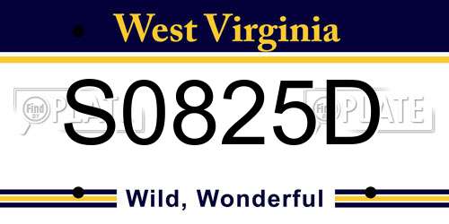 S0825D West Virginia License Plate