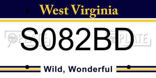 S082BD West Virginia License Plate
