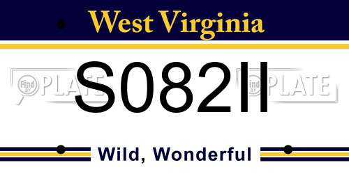 S082II West Virginia License Plate