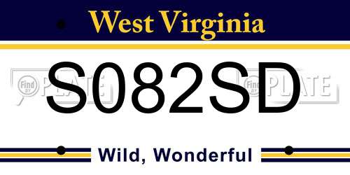 S082SD West Virginia License Plate