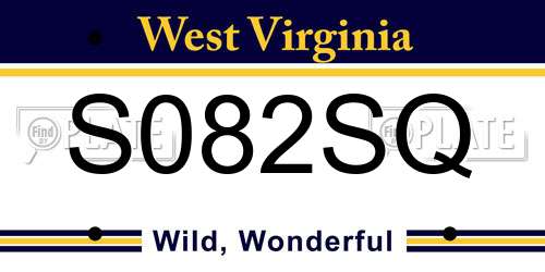 S082SQ West Virginia License Plate
