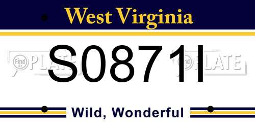 S0871I West Virginia License Plate