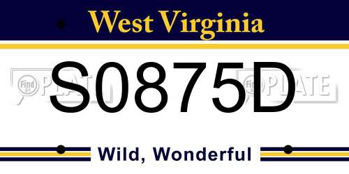 S0875D West Virginia License Plate