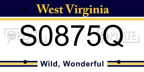 S0875Q West Virginia License Plate