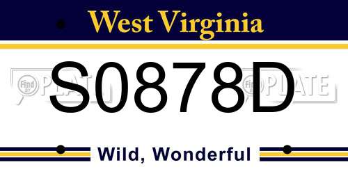 S0878D West Virginia License Plate